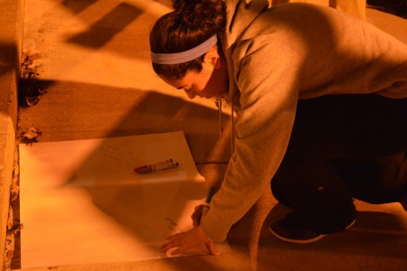 Students are encouraged to write words honoring the lives lost in Paris and Beirut.