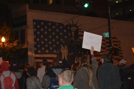 Students and citizens protest Trump