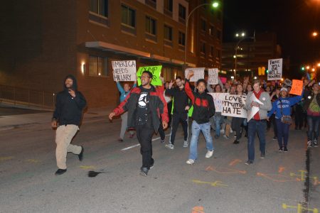 Students and citizens protest Trump