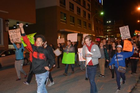 Students and citizens protest Trump