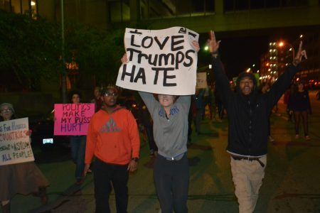 Students and citizens protest Trump