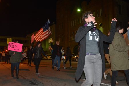Students and citizens protest Trump