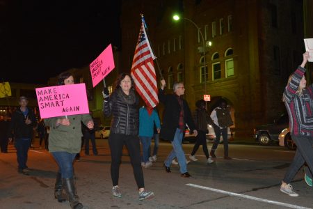 Students and citizens protest Trump