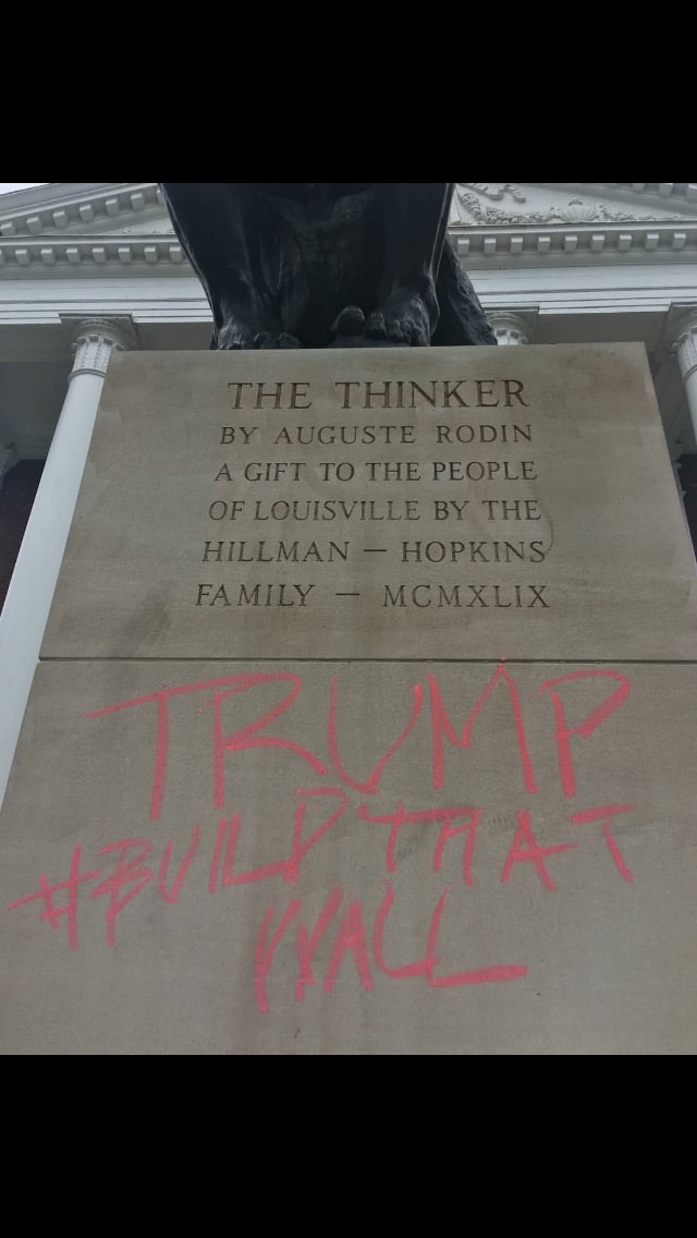 Thinker statue vandalized