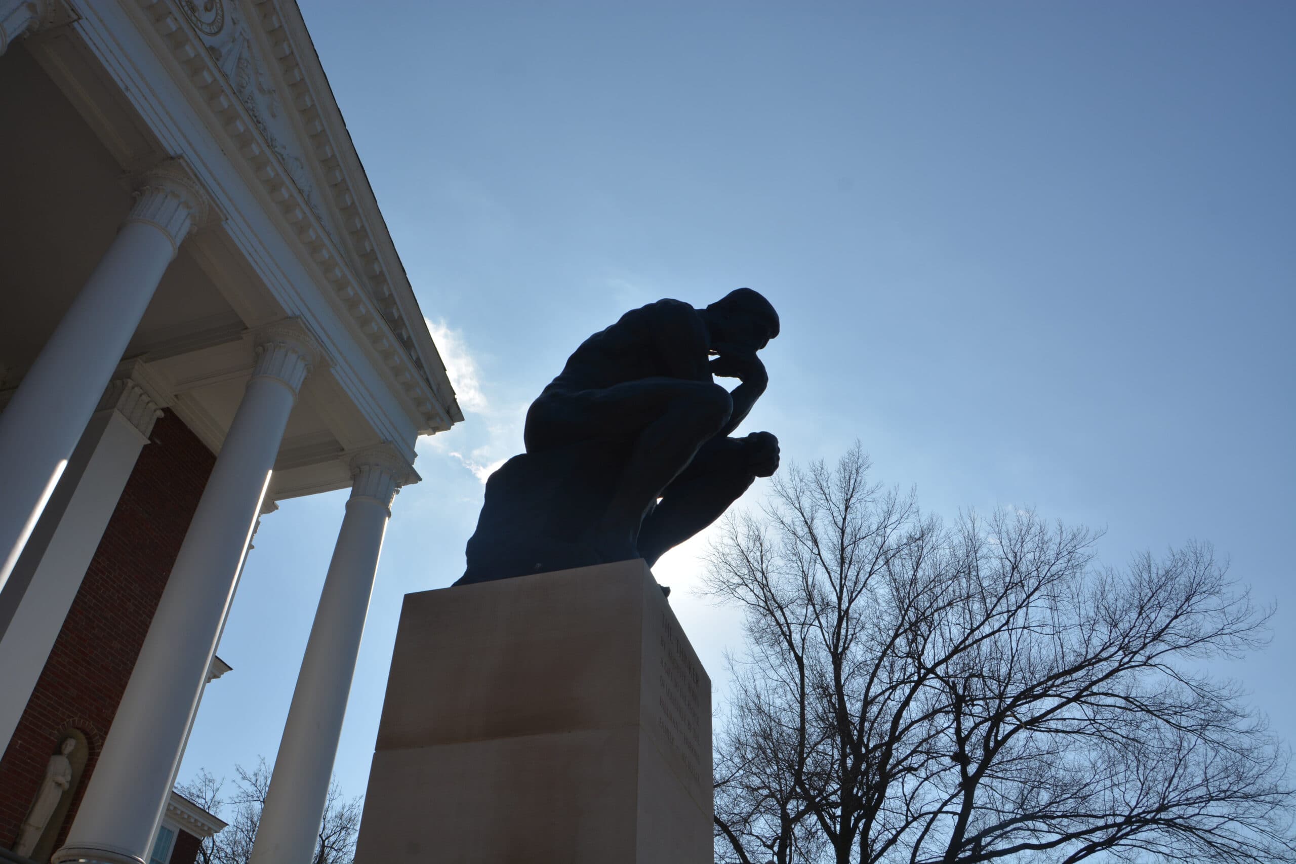 Grawemeyer hall, thinker, thinker statue, u of l, louisville, university of louisville