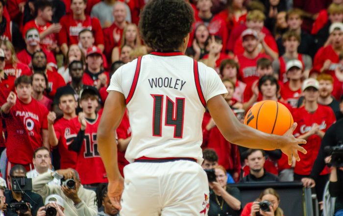 Adrian Wooley during the rivalry game versus the University of Kentucky at the KFC Yum Center on November 11, 2025 (Photo by Nolton Alfred / The Louisville Cardinal).